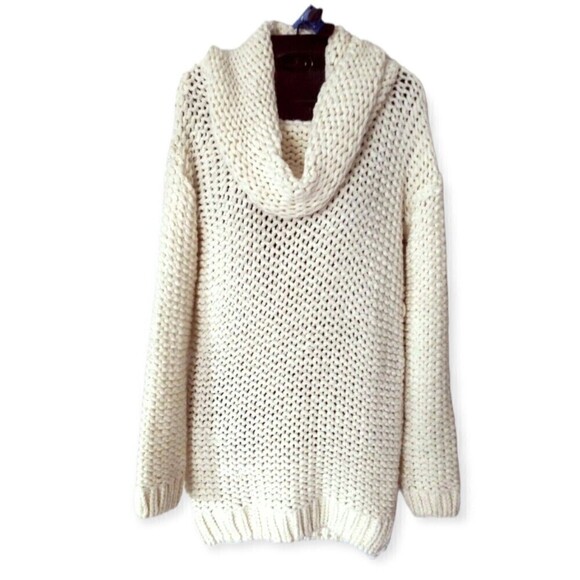 Mudo Collection Sweater Pullover  Size Small Beige Cowl Neck Chunky Crochet - Picture 1 of 8